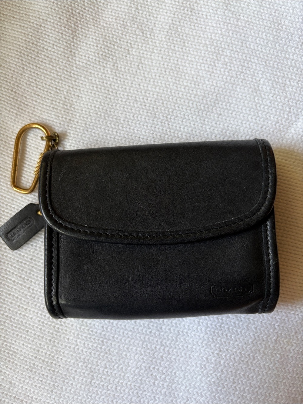 Coach Vintage 7219 Black Leather Multifunction Snap Wallet Key Ring